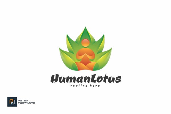 曼陀罗花佛教主题Logo设计素材库精选模板 Human Lotus – Logo Template