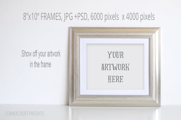 银色金色框艺术作品照片展示样机 Silver photo Frame Mockup Bundle插图(4)