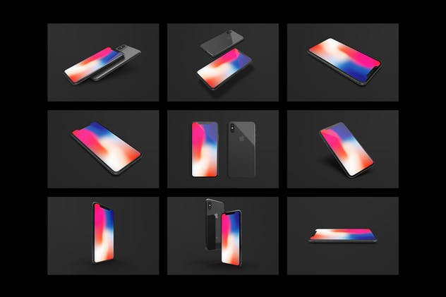 黑色iPhone X设备UI设计展示样机套装 iPhone X Mockup Set插图(5)