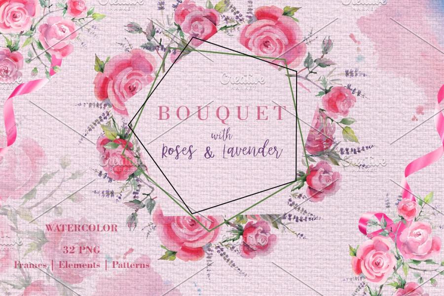 玫瑰&薰衣草花卉剪贴画素材合集插图