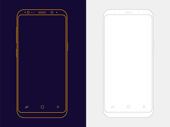 2 枚极简三星 Galaxy S8 线框模型素材之家精选sketch素材