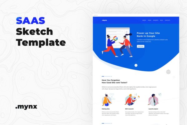 SAAS平台架构网站设计Sketch模板 SAAS Sketch Template – Mynx