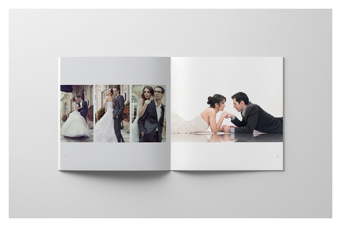 唯美极简的正方形婚纱照相册模板下载 Minimalist Square Wedding Album [indd,psd]插图(16)
