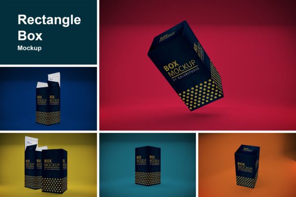 长方体高端产品包装盒外观设计样机模板 Rectangle Box