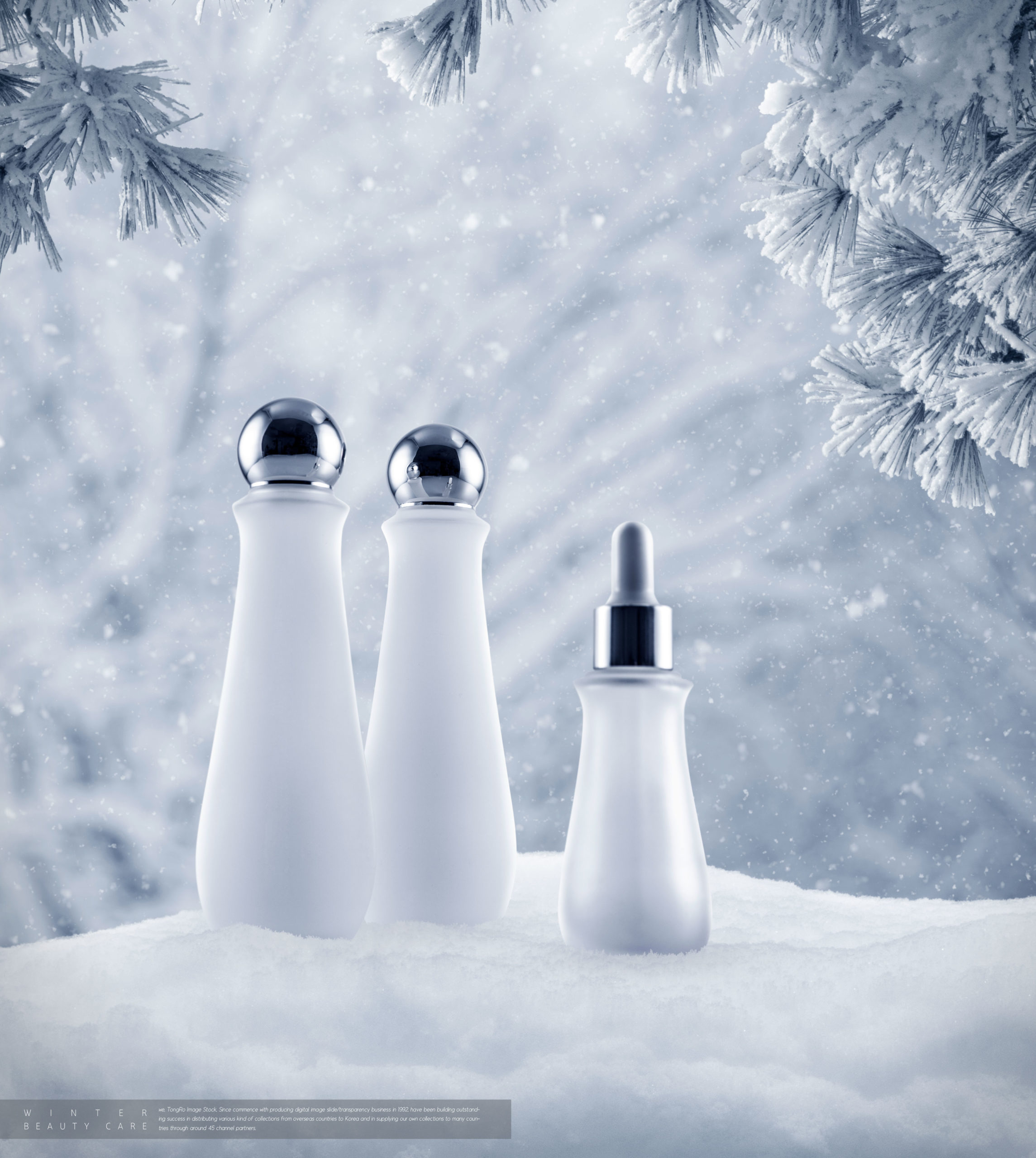 雪花背景冬季美容护肤品广告海报模板套装[PSD]插图(3)