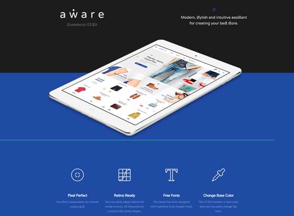 服饰类电商 APP UI 套件Aware Ecommerce[PSD, SKETCH]