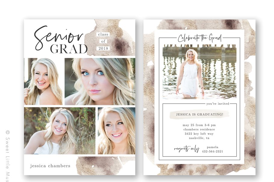 高年级毕业通知卡片模板 Card Template Bundle插图(2)