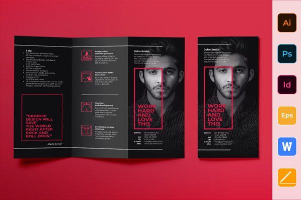 艺术指导策划工作室三折页宣传单设计模板 Art Director Brochure Trifold