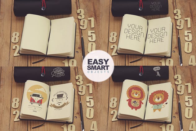 日记本笔记本素描作品预览样机素材库精选模板v1 Journal Diary Notebook Sketch View插图(1)