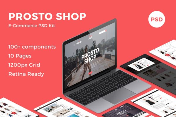 高端大气时尚品牌服装电商外贸网站设计PSD模板 Prosto Shop – E-Commerce PSD Kit