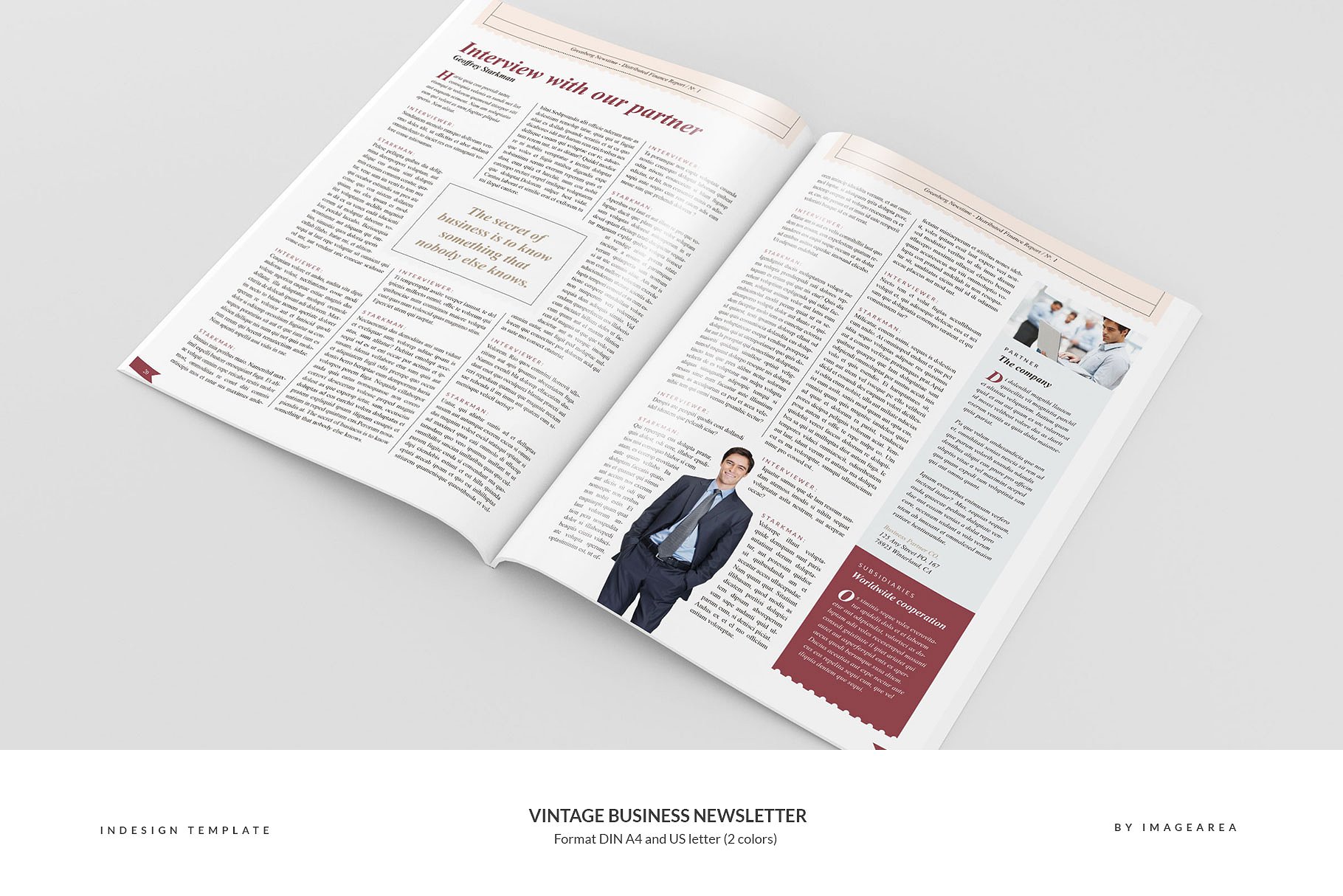 复古商业时事报纸样式通讯模板 Vintage Business Newsletter插图(12)