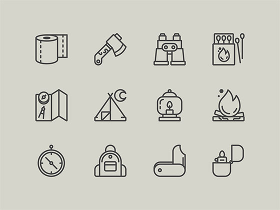 12 枚野外露营图标素材之家精选sketch素材