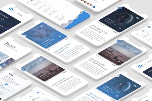 iPhone X等距网格APP设计图预览素材库精选样机 Iphone X Mock Up
