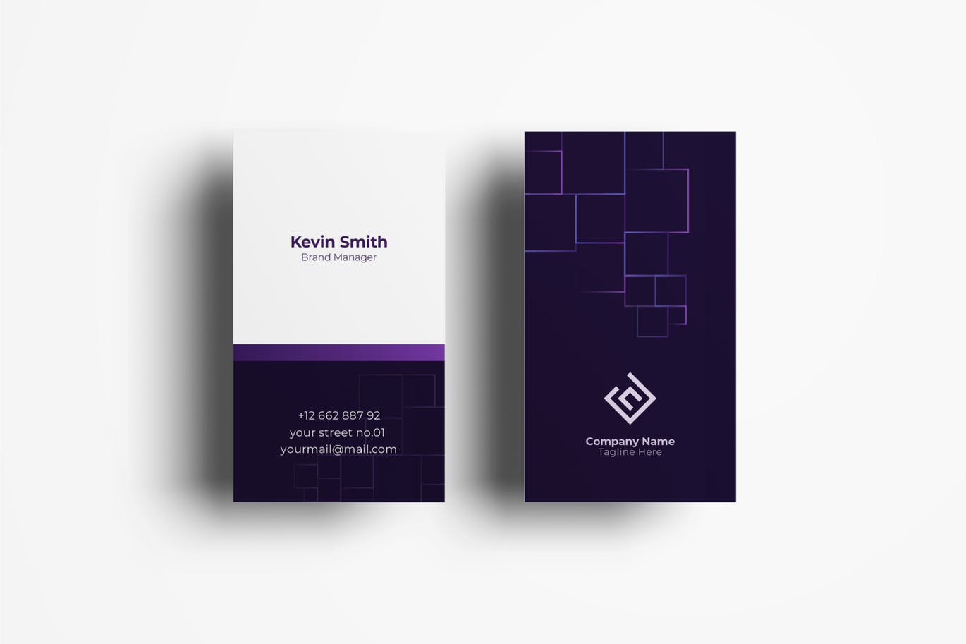 创意竖版排版风格企业素材库精选名片模板v58 Business Card Template.v58插图(1)