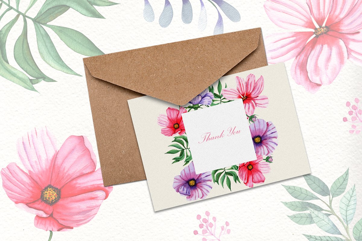 夏季花卉鸟儿水彩系列插画集插图(6)