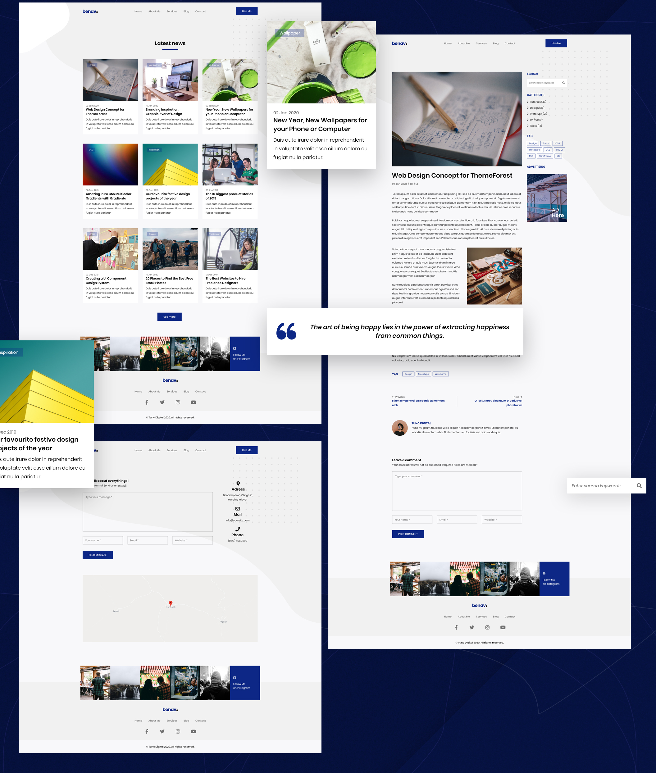 素材库下午茶：个人作品集/博客网站UI设计PSD＆XD模板插图(1)