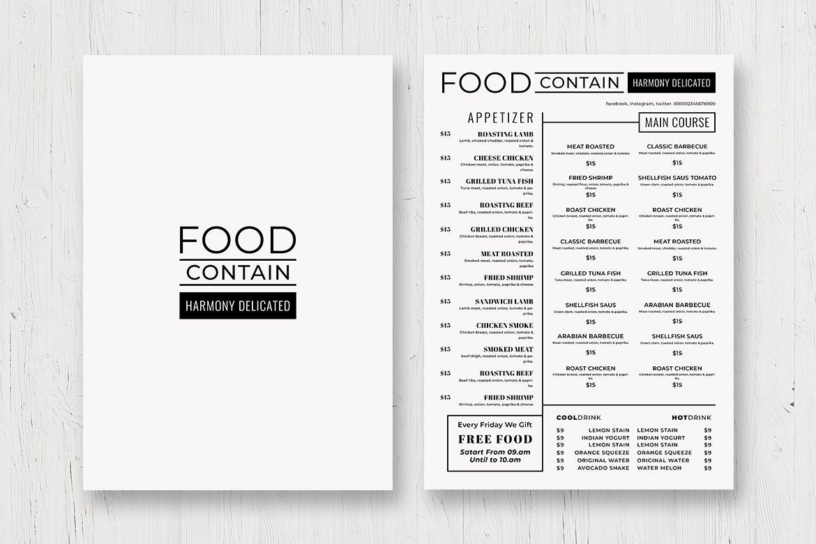 简约风西式餐厅素材库精选菜单模板v42 SGM – Food Menu. 42插图(2)