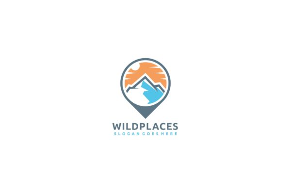 日落西山山脉图形Logo设计素材库精选模板v2 Wild Places Logo