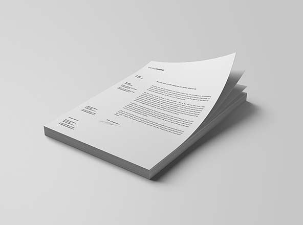 堆叠式信纸设计效果图样机模板 Stacked Letterheads Mockup