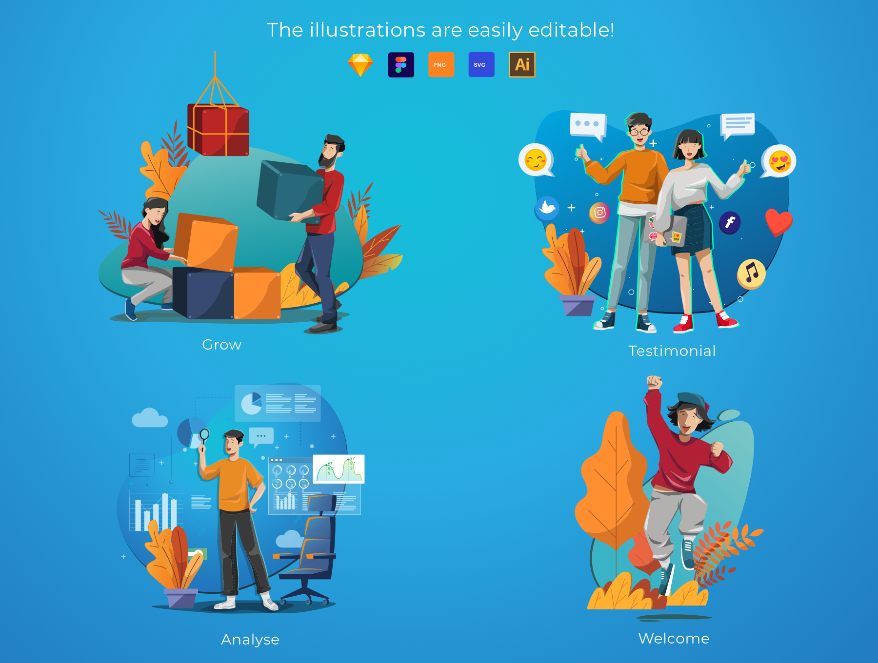 素材库下午茶：鼓励正能量主题矢量插画素材库精选合集插图(2)