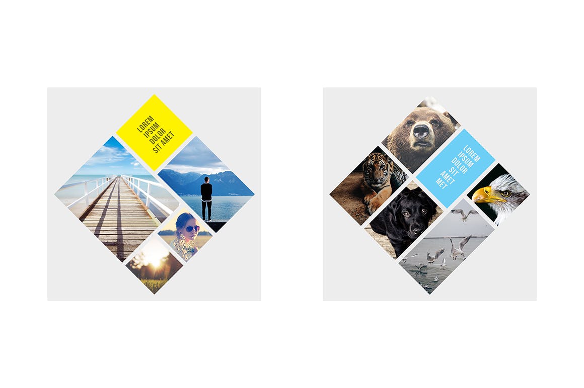 菱形相框照片预览样机素材库精选模板 Rhombic Photo Frame Templates插图(3)