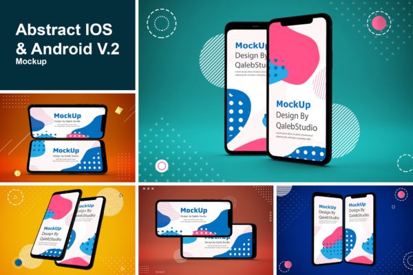 iOS&amp;Android应用UI设计演示素材库精选样机模板 Abstract IOS &amp; Android Mockup V.2