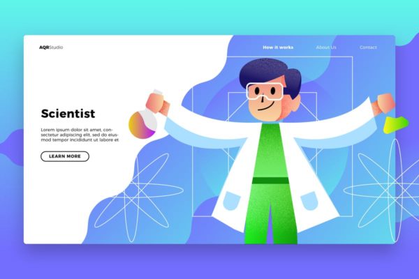 科学研究网站Banner&amp;着陆页UI模板 Scientist – Banner &amp; Landing Page