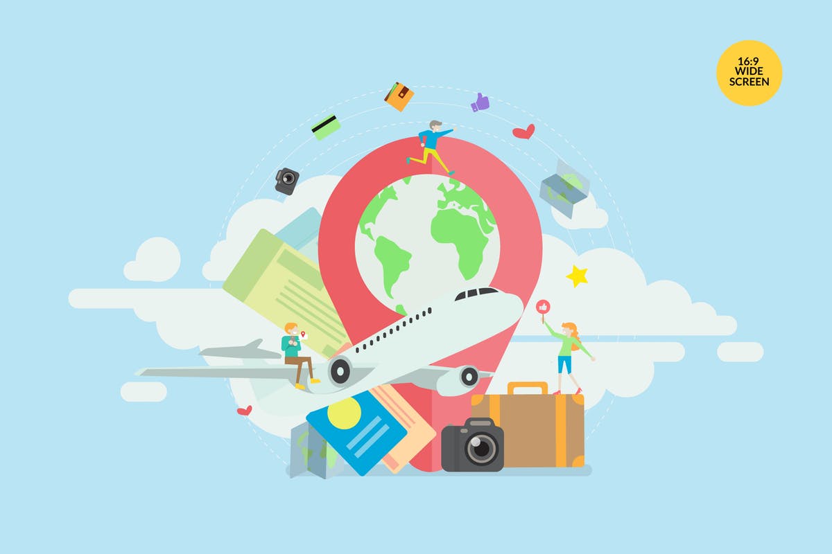 暑假旅行主题概念插画矢量素材 Summer Holiday Travel Vector Concept Illustration插图