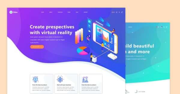 等距概念插画创意互联网产品网站着陆页设计模板