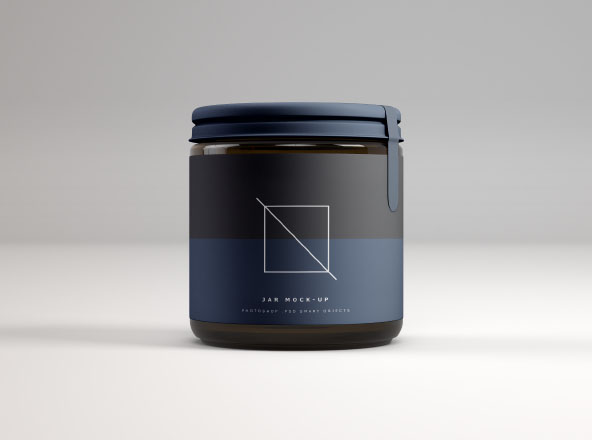 食品包装罐头前视图PSD样机模板 Front View Jar Mockup – PSD
