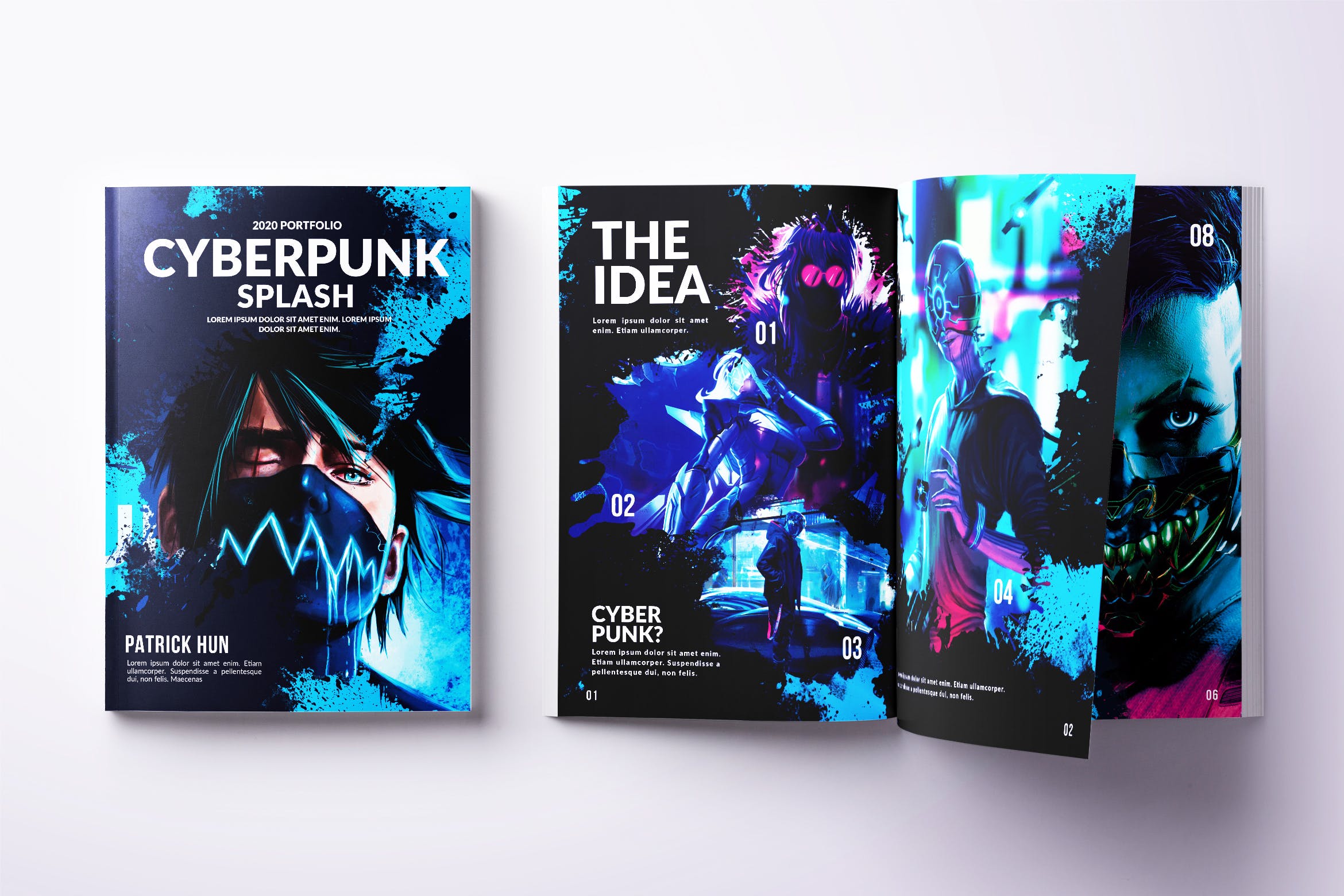 A4和美国信纸尺寸艺术家作品集画册设计模板 Bifold Artist Portfolio A4 & US Letter插图