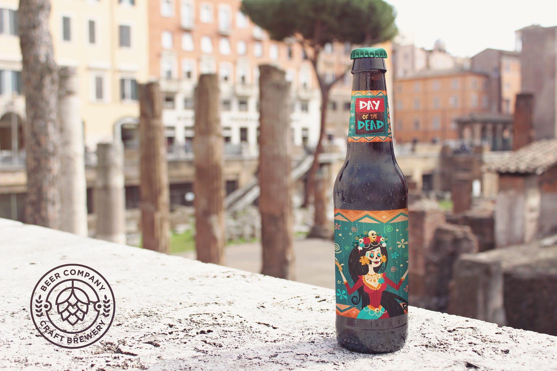 实景照片啤酒瓶外观设计素材库精选模板 Backgrounds Beer Bottle Mockup插图(1)