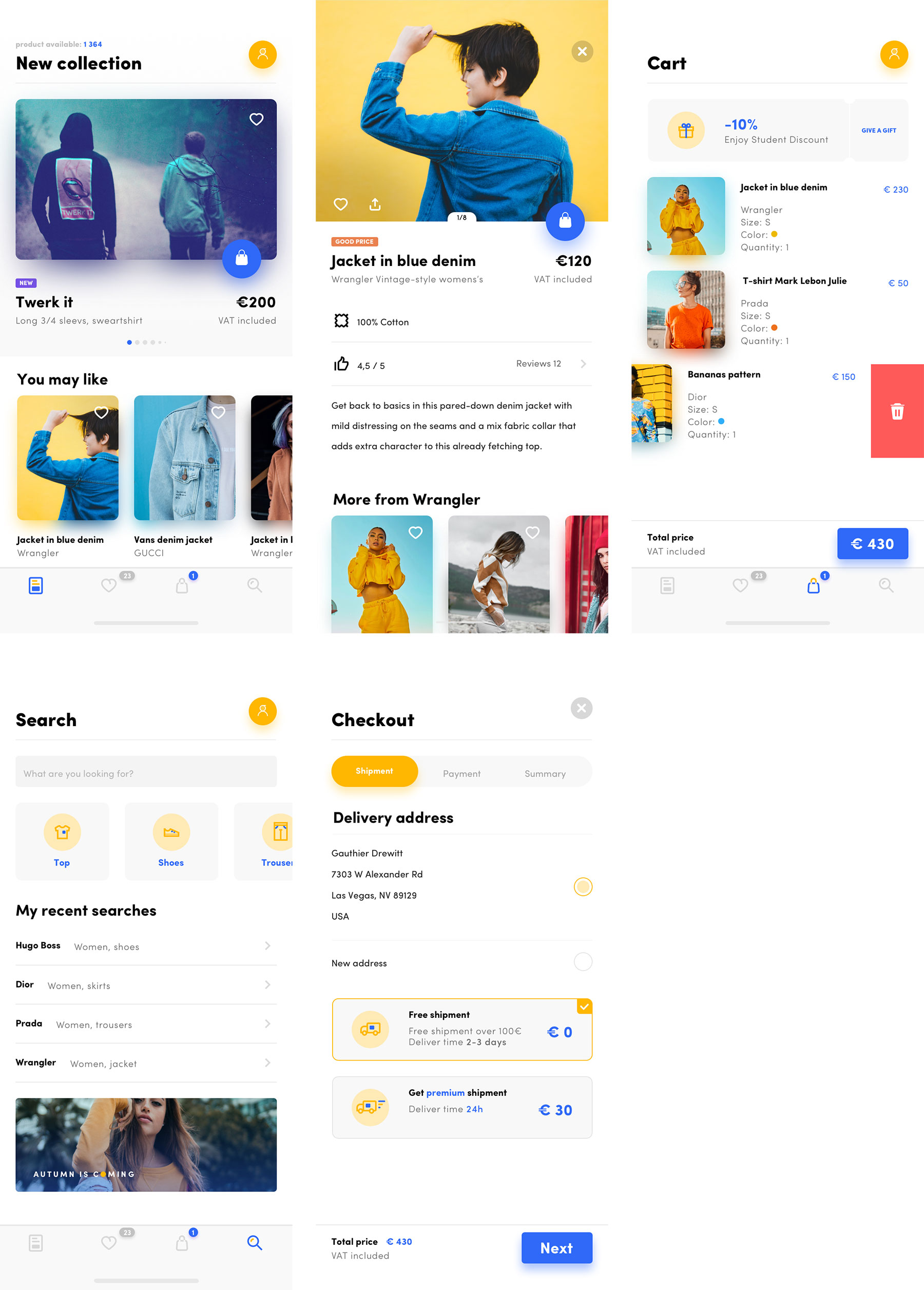 亮色简约商店概念应用界面