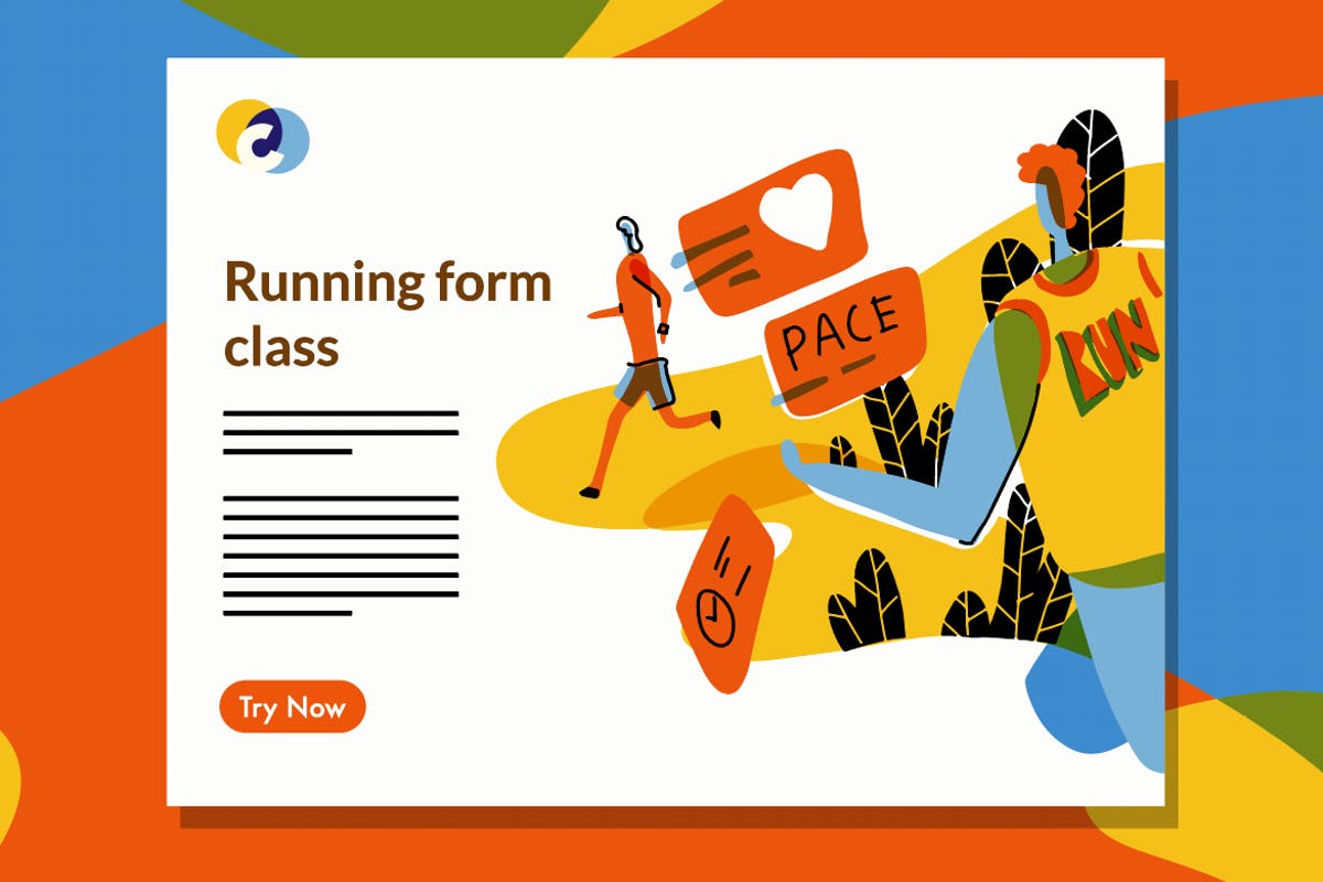 跑步统计和科学网站设计概念插画 Running stats and science插图