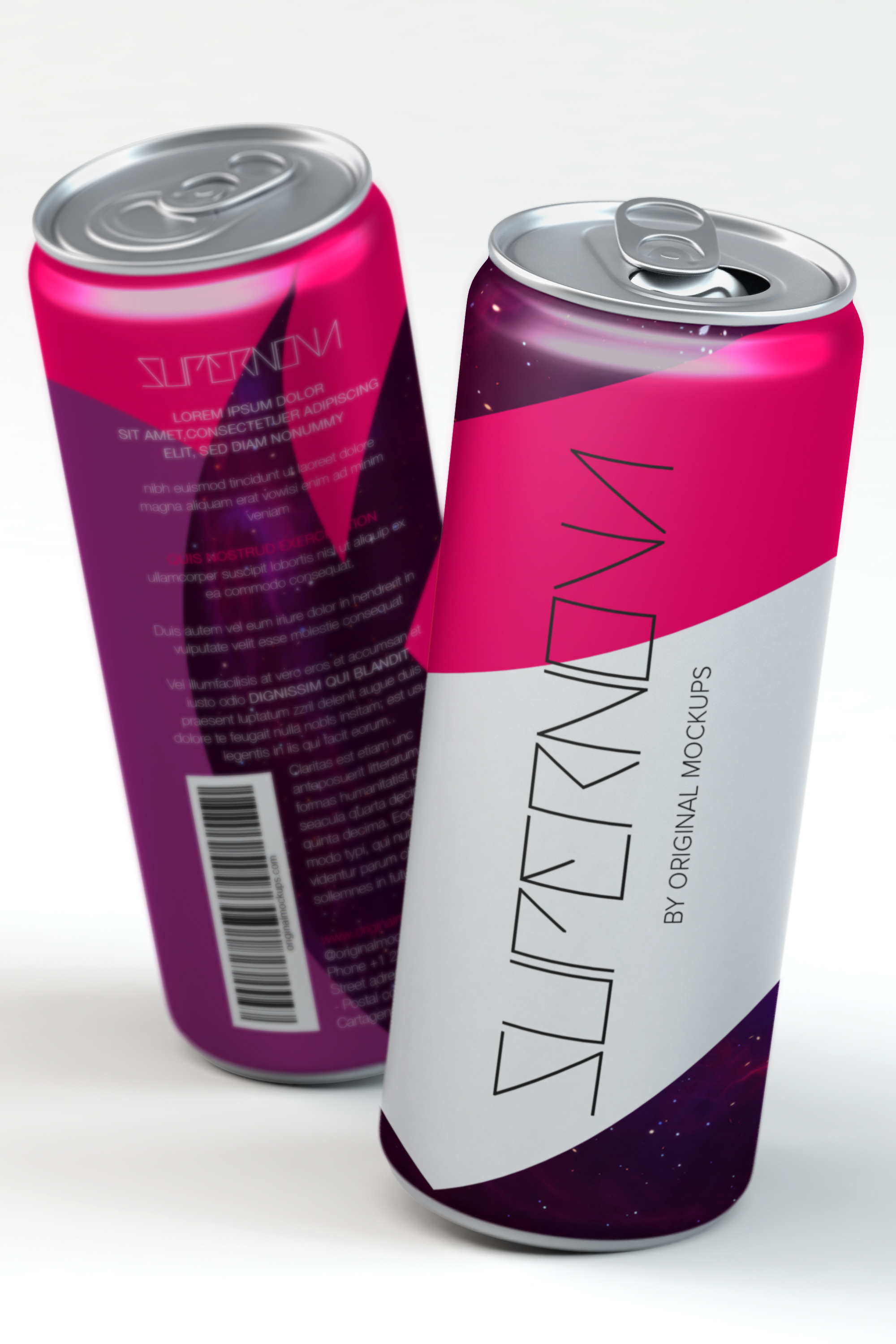 3D立体效果饮料＆啤酒易拉罐外观设计图样机02 3D Slim Can PSD Mockup 02插图(1)