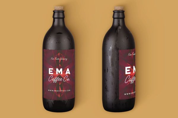 咖啡＆啤酒瓶样机模板v2 Coffee or Beer Bottle Mock-up 2