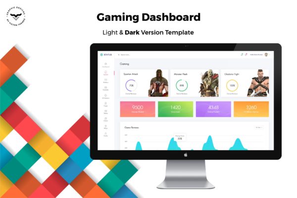 游戏网站平台后台管理界面UI设计素材库精选模板 Gaming Admin Dashboard UI Kit