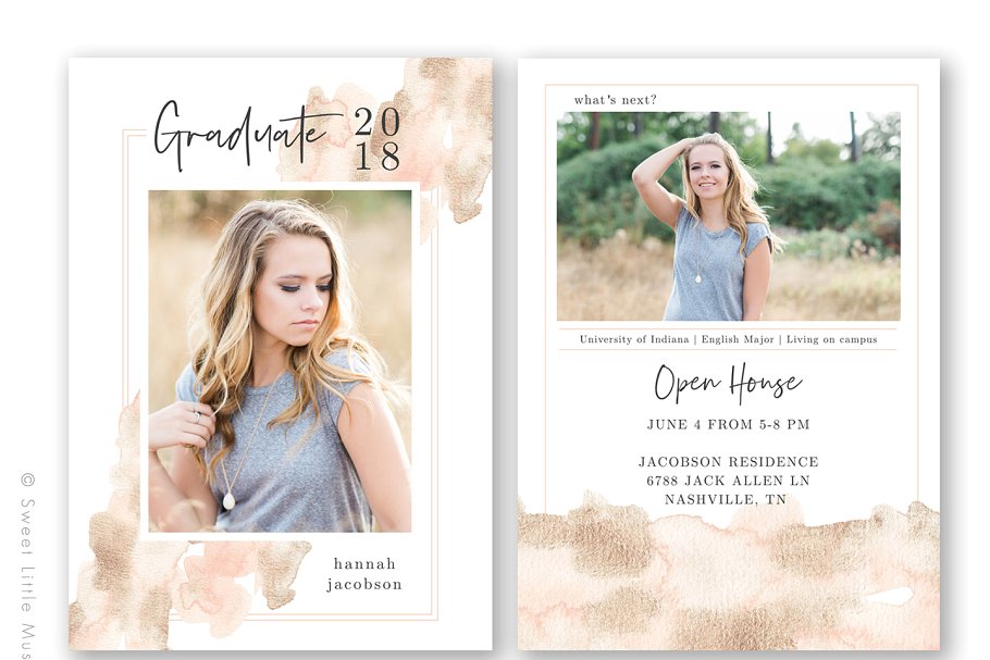 高年级毕业通知卡片模板 Card Template Bundle插图(1)