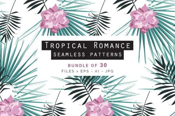 浪漫热带植物水彩图案纹理收藏 Tropical Romance Collection