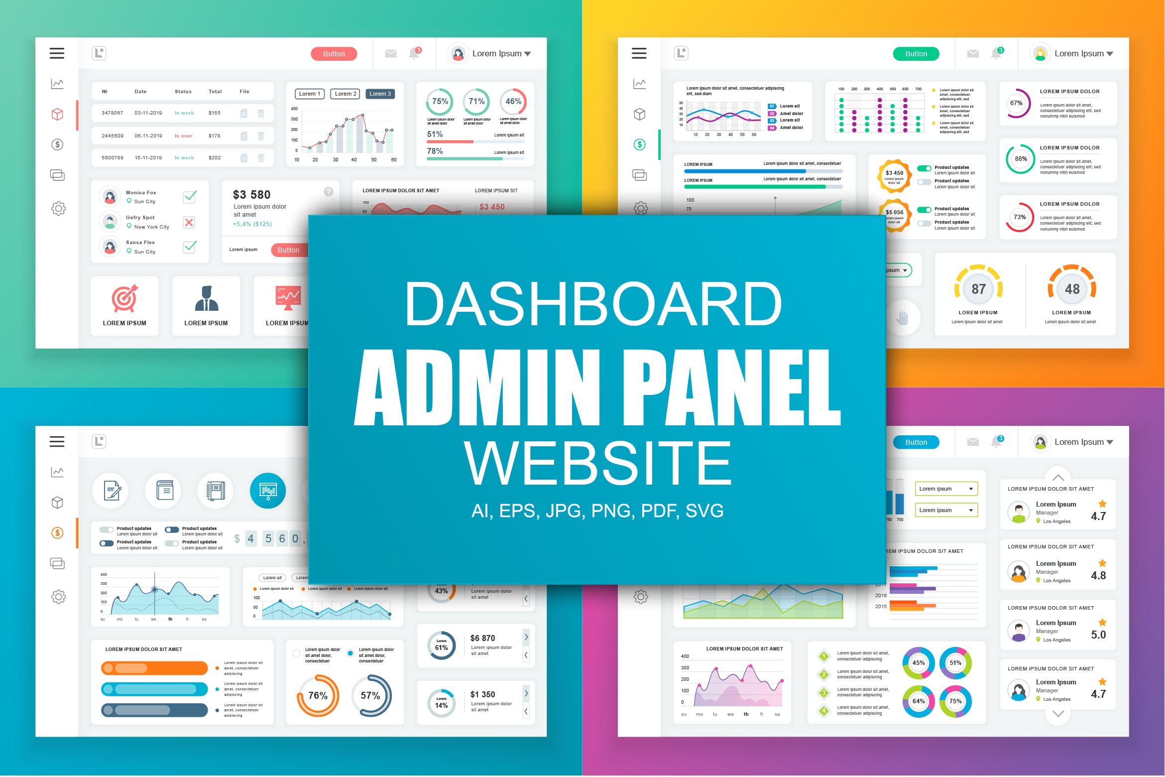 网站管理后台&数据统计系统界面UI设计素材库精选素材v5 Dashboard Admin Panel Template插图