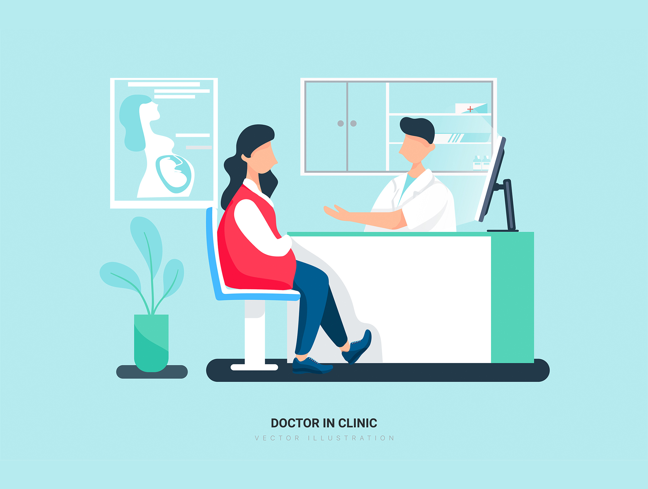 素材库下午茶:医院和医疗保健场景矢量插画素材插图(5)