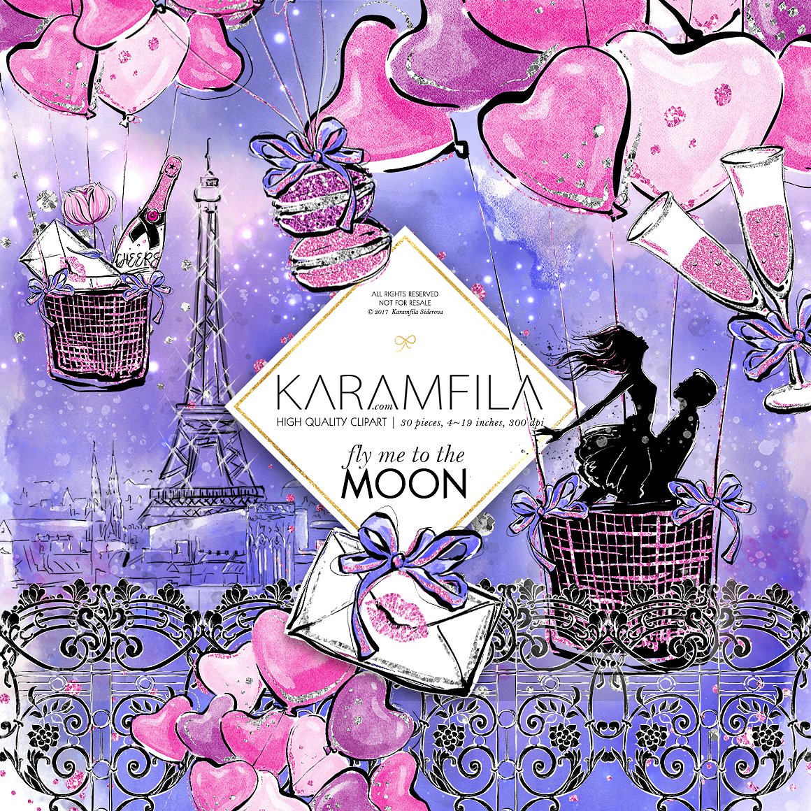 手绘2018流行色风格的情人节元素集合（png）插图(2)