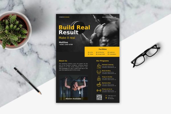 综合健身房海报传单素材库精选PSD模板v1 Fitness Flyer Template Vol. 1