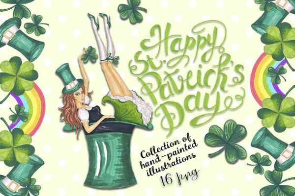 圣帕特里克节节日手绘插图合集 Happy St.Patrick’s Day Collection