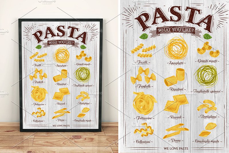 意大利面食面馆海报模板 Pasta Poster插图(3)
