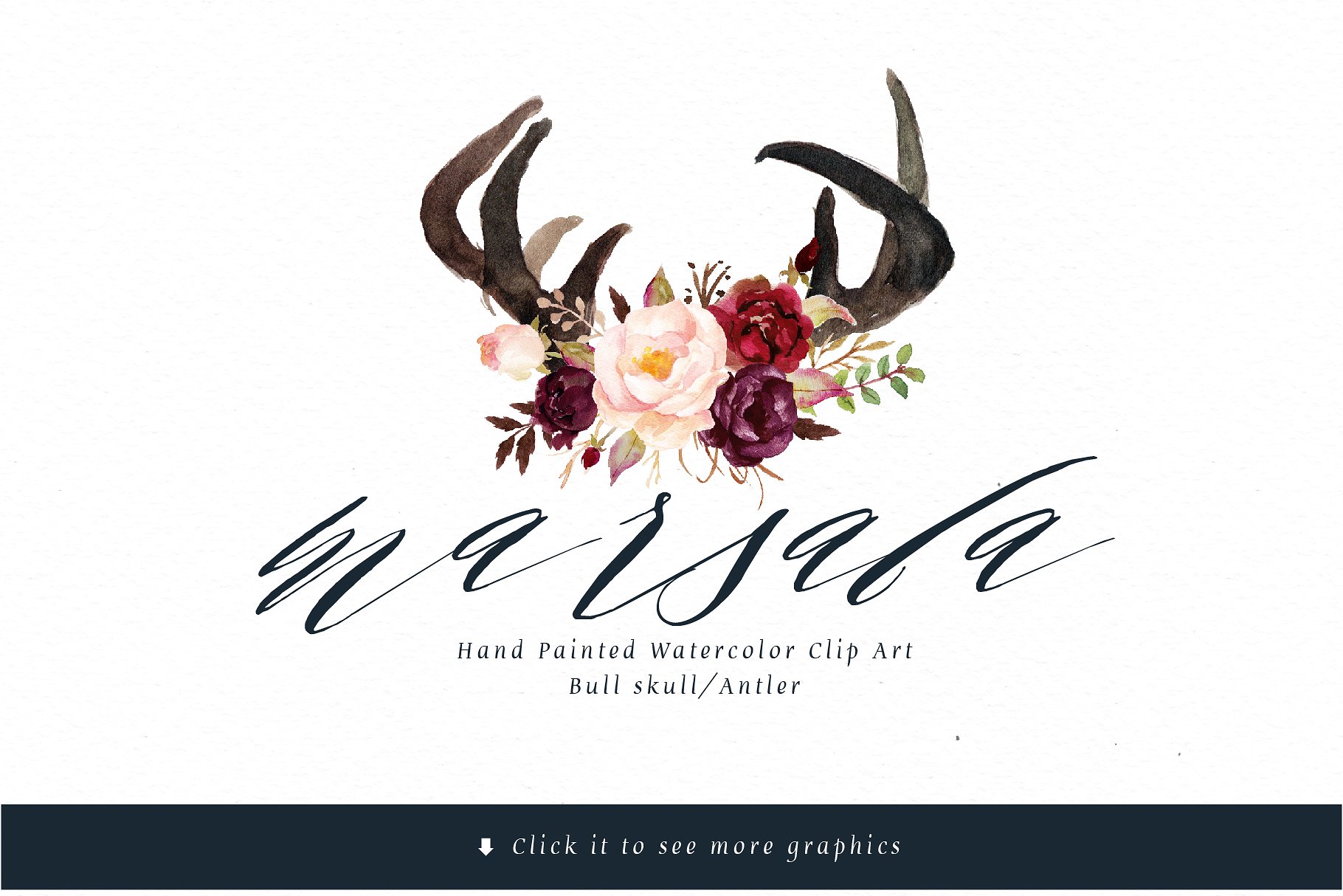 勃艮第水彩花卉艺术剪贴画 Watercolor flower Clip Art-Marsala插图(3)