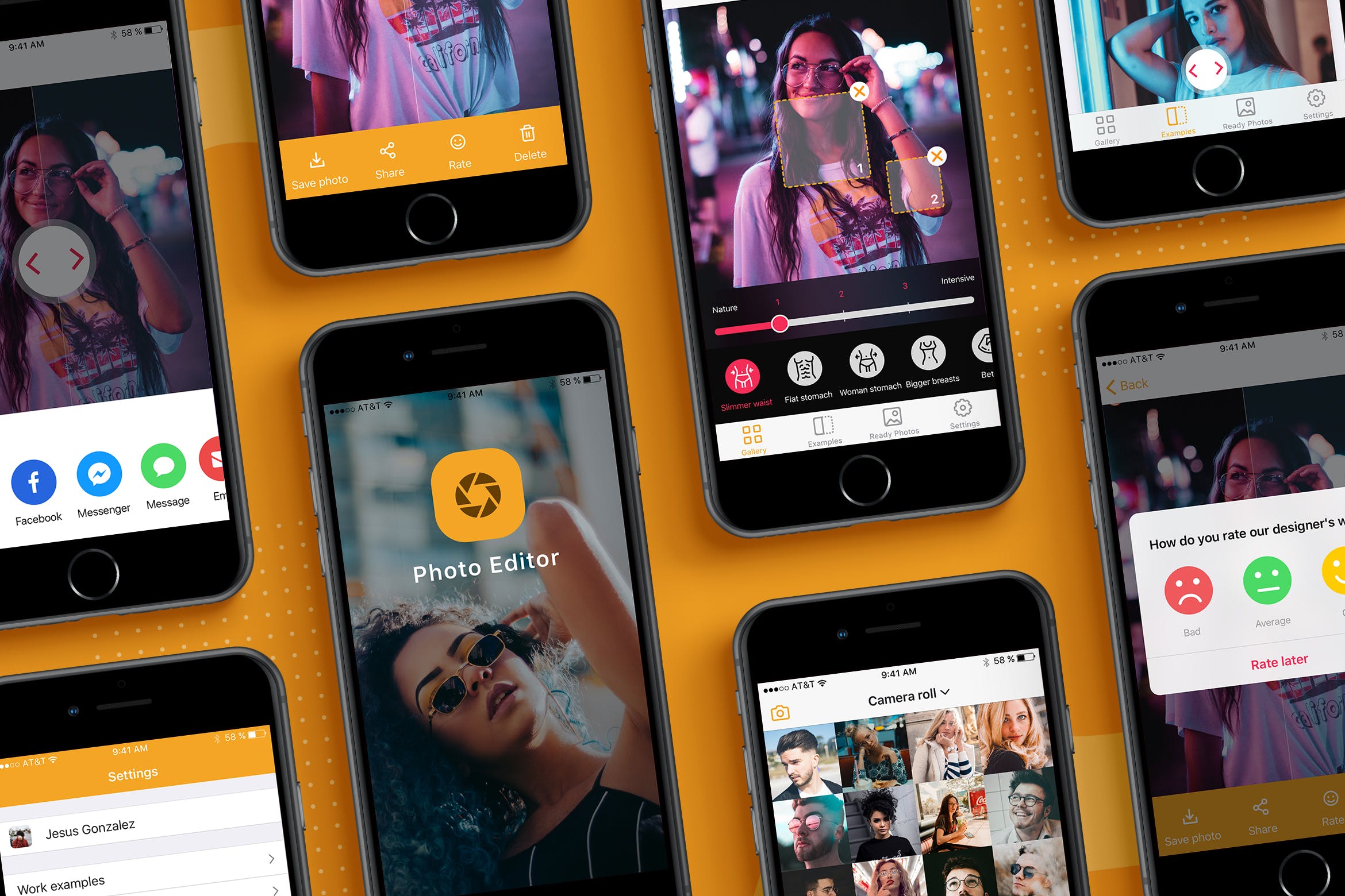 手机照片编辑软件APP应用交互设计UI套件 Photo Editor Application插图