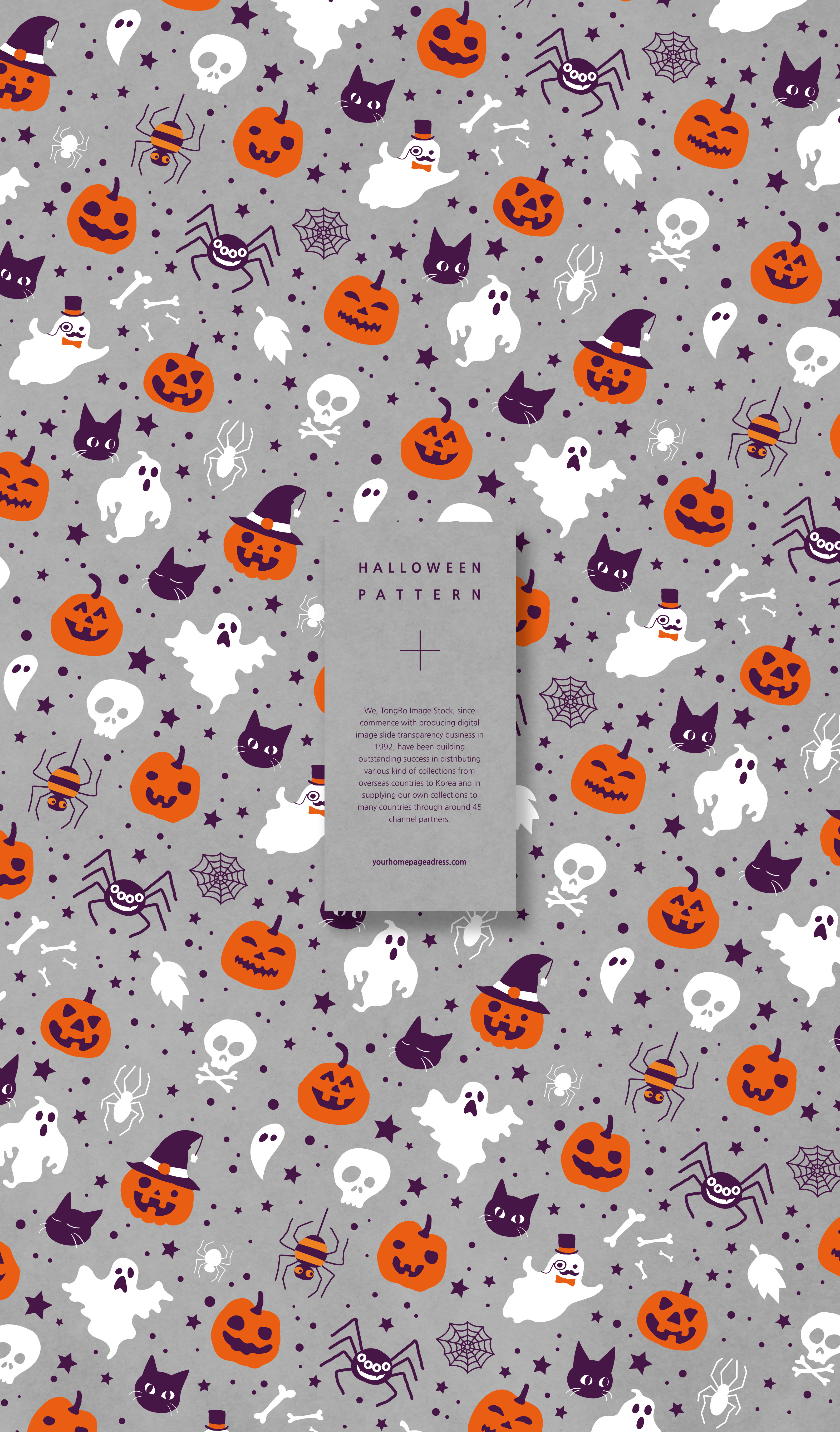 万圣节主题可爱卡通元素背景图案素材插图(4)