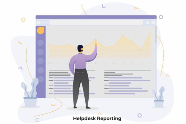 帮助中心数据报告CRM概念插画设计素材 Helpdesk Reporting Illustrations CRM