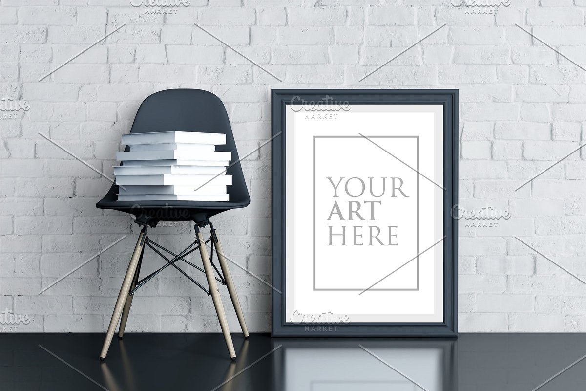 多彩的画框&椅子场景样机展示模板插图(3)